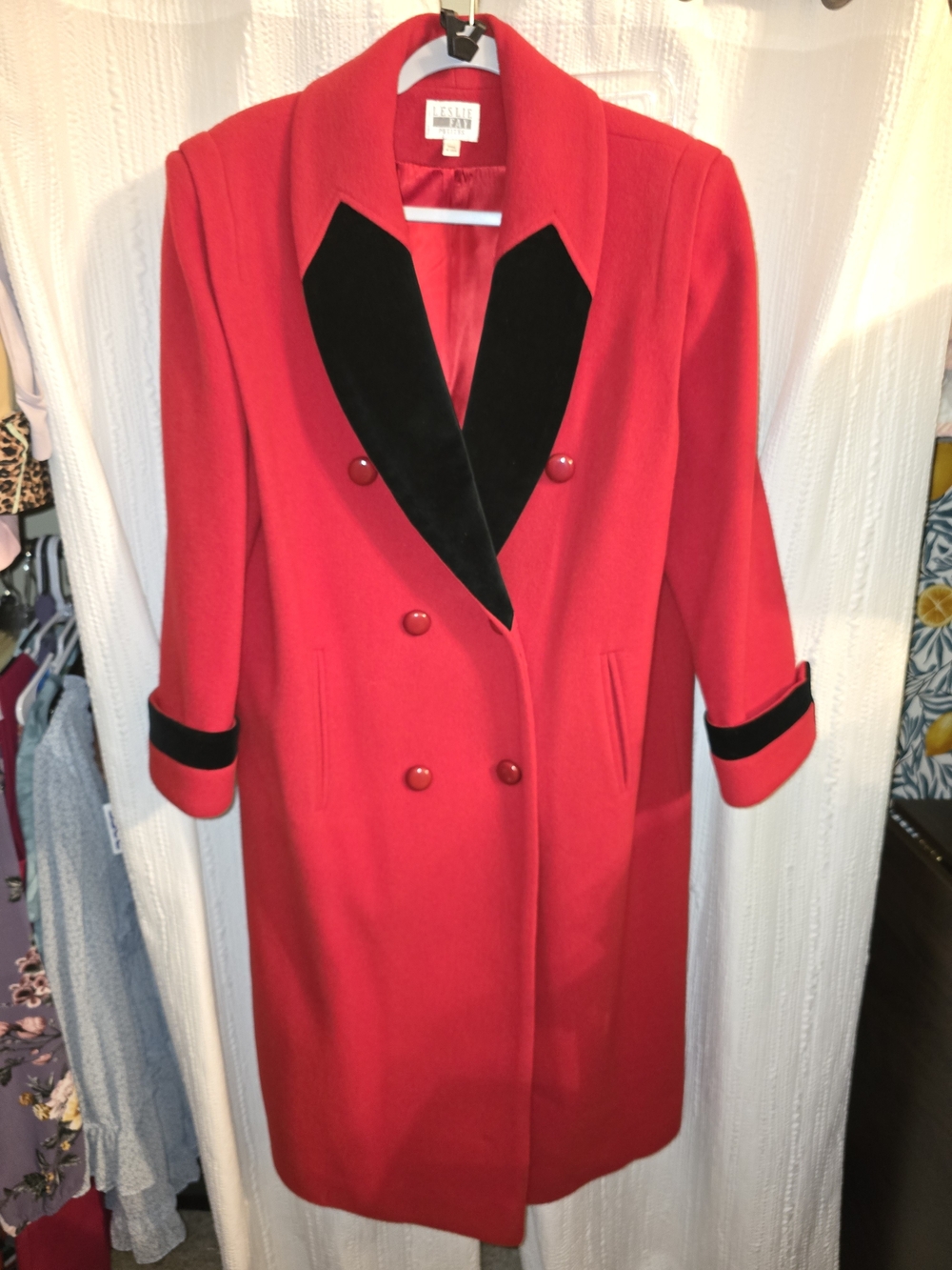 Womens Size 12 Leslie Fay Red Wool Double-Breasted Coat Vintage